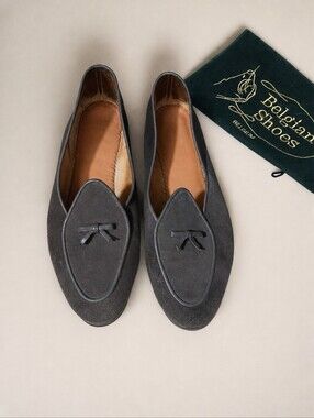 Belgian Shoes Midinette Grey Suede Loafers 8.5WW Fits US 9.5 Discontinued